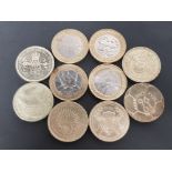 COLLECTION OF 10 DIFFERENT 2 POUND COINS INCLUDING MANY EARLIER ISSUES