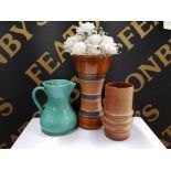 3 ITEMS INCLUDING 2 GERMAN VASES AND A JUG