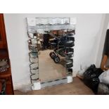 80 X 120CM ALL GLASS FRAMELESS MIRROR WITH WAVE SEGMENT BOARDER