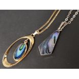 2 PAUA SHELL PENDANTS 1 SILVER AND 1 GOLD PLATED