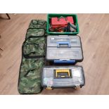 3 X BOXES TOOLS AND RIFLE BAG