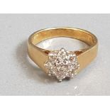 18CT GOLD DIAMOND FLOWER CLUSTER RING 5.1G SIZE K1/2