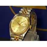 ROLEX JUSTDATE, BI METAL GENTS WRISTWATCH IN GOOD WORKING ORDER WITH SPARE LINK 1985 MODEL