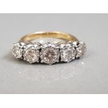 18CT GOLD DIAMOND FIVE STONE RING 5G SIZE L1/2