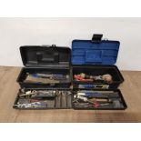 2 MINIATURE TOOLBOXES BOTH WITH CONTENT INC PLIERS DRILL BITS SPANNERS ETC