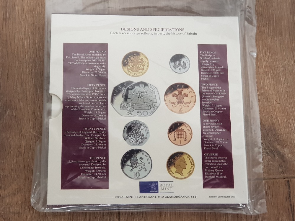 UK ROYAL MINT 1993 UNCIRCULATED COIN YEAR SET COMPLETE 9 COINS IN UNOPENED PACK - Image 2 of 2