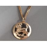 HALLMARKED 375 9CT GOLD ARIES RAM PENDANT ON 9KT GOLD CHAIN 56.5CM LONG 12.6G GROSS WEIGHT