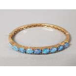 GOLD PLATED OPAL TRIPLET BANGLE, 9 OPALS