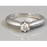 PLATINUM DIAMOND SOLITAIRE RING APX .25CT 7.3G SIZE L1/2