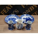 A LOT OF BLUE AND WHITE CHINA INCLUDES ROYAL STAFFORDSHIRE IRONSTONE AND CAULDON PLACE ETC