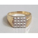 HUGE 9CT GOLD DIAMOND GENTS RING 7.4G SIZE 3