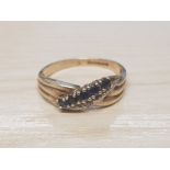 9CT GOLD SAPPHIRE AND DIAMOND RING 2.1G SIZE O