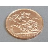 22CT GOLD 2013 SOVEREIGN COIN