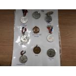 SHEET CONTAINING 9 MISCELLANEOUS COMMEMORATIVE BADGES SILVER JUBILEE 1935, EDWARD VIII BADGE AND