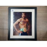 BOXING KEN NORTON THREE QUARTER LENGTH COLOUR PHOTOGRAPH, WEARING WORLD CHAMPIONSHIP BELT, SIGNED