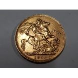 22CT YELLOW GOLD 1903 FULL SOVEREIGN COIN
