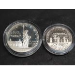 USA SILVER PROOF 1986 LIBERTY 1 DOLLAR AND HALF DOLLAR IN PRESENTATION CASE