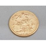 22CT GOLD 1912 SOVEREIGN COIN