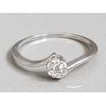 9CT WHITE GOLD FLOWER TWIST CLUSTER DIAMOND RING 1.3G SIZE N