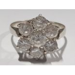 SILVER 7 STONE CZ CLUSTER RING, 2.5G GROSS WEIGHT, SIZE N