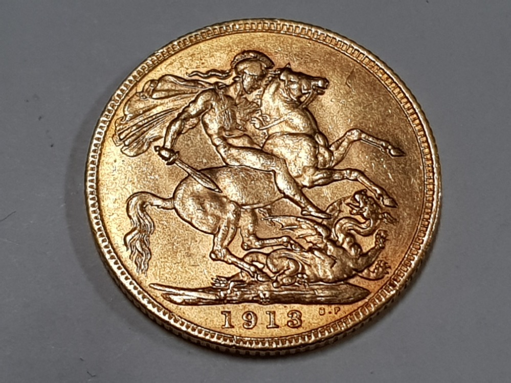 22CT GOLD 1913 FULL SOVEREIGN COIN