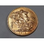 22CT GOLD 1913 FULL SOVEREIGN COIN