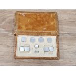 ART DECO SILVER AND MOTHER OF PEARL CUFFLINKS AND STUDS CIRCA 1930 IN ORIGINAL BOX PATIENT N319.947