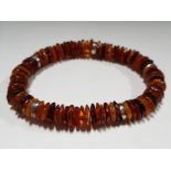 AMBER GEMSTONE HEALING CRYSTAL BRACELET WITH 5 SILVER SECTIONS