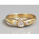 18CT GOLD DIAMOND THREE STONE RUBOVER SETTING RING 4.5G SIZE O