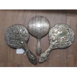 2 EPNS DRESSING TABLE HAND MIRRORS PLUS 1 SILVER PLATED