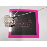 CLAIRE SWEENEY STYLISH SILVER CHAIN AND HEART SHAPED PENDANT, WITH ORIGINAL BOX