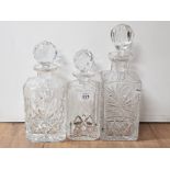 1 CUT LEAD CRYSTAL ROYAL DOULTON WHISKEY DECANTER WITH STOPPER TOGETHER WITH 2 CUT LEAD CRYSTAL