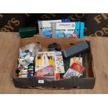 BOX OF ARTISTS PAINTS AND PASTELS ETC
