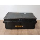 LARGE BRITISH MADE DEED BOX 50CM BY 23.5CM BY 28CM