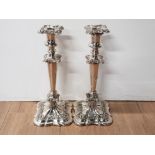 A PAIR OF AMAZING SILVER PLATED EDWARDIAN CANDLESTICKS