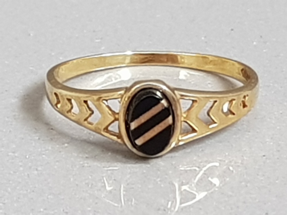 9CT GOLD BLACK ONYX RING 1.2G SIZE N