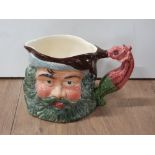 HAND PAINTED OLD STAFFORDSHIRE KING NEPTUNE CHARACTER JUG 11CM