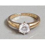9CT GOLD CZ SOLITAIRE RING 2.6G SIZE M1/2