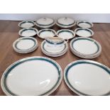 28 PIECES OF CROWN DUCAL DINNER SERVICE TO INCLUCE 2 TUREENS GRAVY BOWL ETC