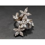 SILVER AND CZ FLORAL CLUSTER RING, 6G GROSS WEIGHT, SIZE N