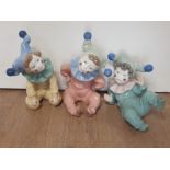 A SET OF 3 NAO BY LLADRO CLOWN FIGURINES