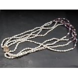 4 ROW FRESHWATER PEARL AND AMETHYST BEADED NECKLET