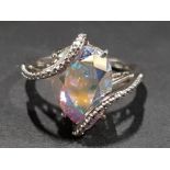 STYLISH SILVER AND CRYSTAL RING 4.6G GROSS WEIGHT, S 1/2