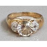 9CT GOLD CZ SOLITAIRE RING 3.8G SIZE N