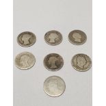 7 SILVER FOUR PENCE PIECES ALL PRE 1947