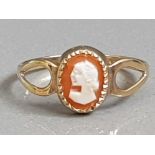 9CT GOLD CAMEO RING 1.2G SIZE M1/2