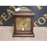 WELL PRESENTED WOODEN AND BRASS MANTLE CLOCK