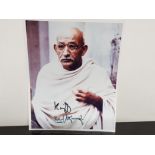 GANDHI SIGNED 8X10 COLOUR PHOTOGRAPH OF BEN KINGSLEY, WITH SURNAME ONLY, IN COSTUME AS MUHATMA