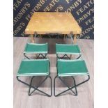 A FOLDING STORAGE PICNIC TABLE WITH 4 FOLDING CHAIRS