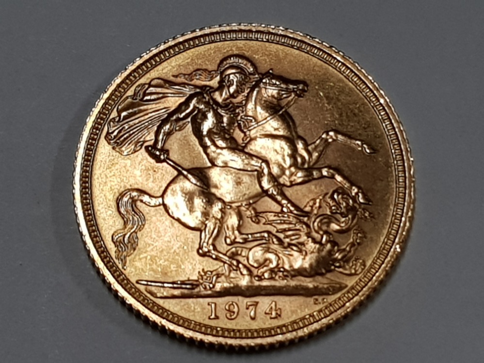 22CT GOLD 1974 FULL SOVEREIGN COIN